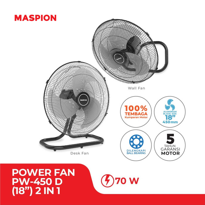 Maspion Kipas Angin Berdiri Power Stand Fan 2in1 18 Inch - PW450D